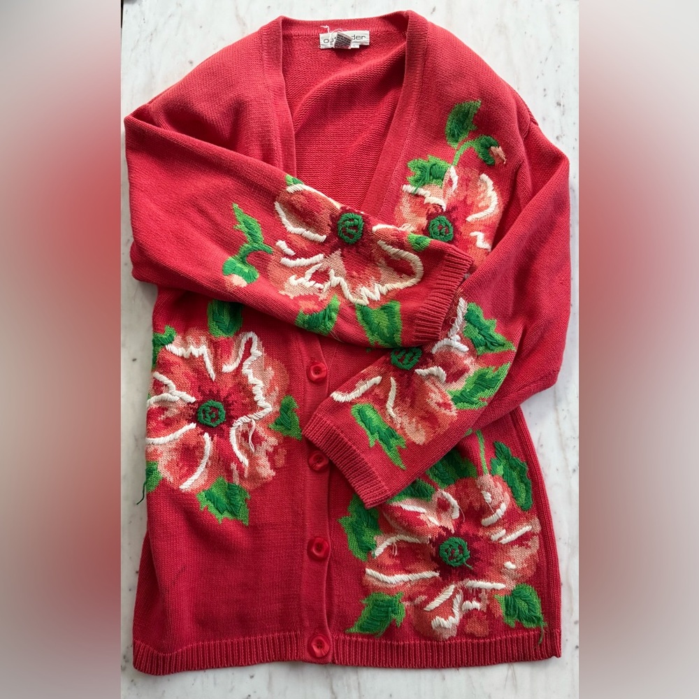 Vintage 1990s Embroidered Cardigan - L - Picture 2 of 15
